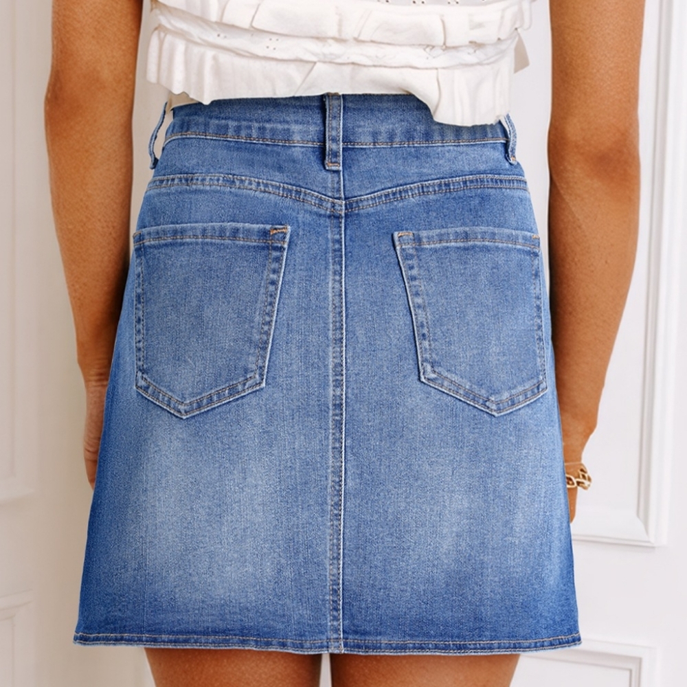 Cross the Line Denim Skirt - Picture 2 of 9